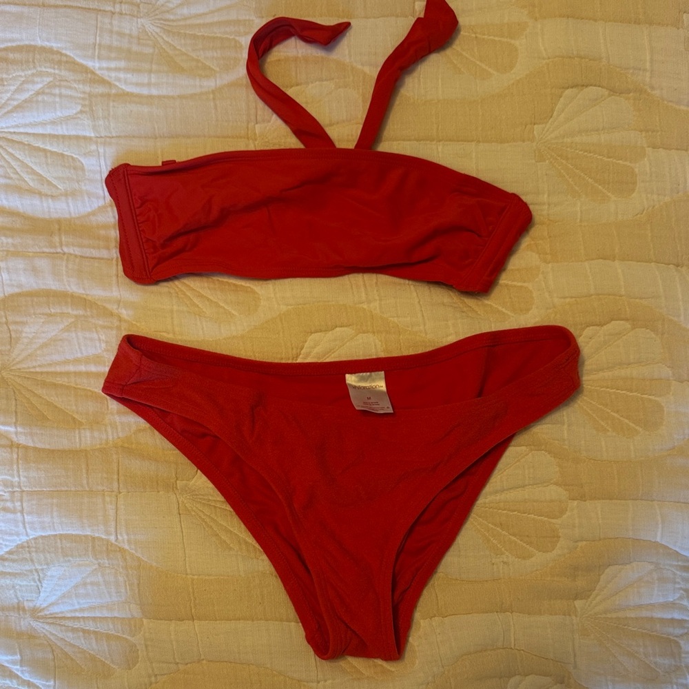 Target red strapless bikini
